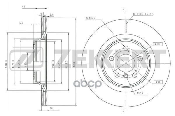 Диск Торм. Задн. Bmw 1 (F40) 19-  2 (F44) 19-  X2 (F39) 18-  Mini Clubman (F54) 19-  Countryman (F60 Zekkert арт. bs-6452