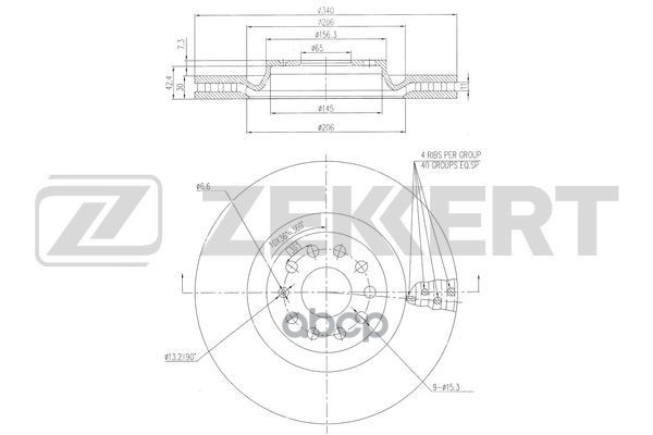Диск торм. перед. Audi A3 III 12-  Skoda Octavia (5E_  N_) 12-  Skoda Kodiaq (NS7  NV7) 16-  VW Golf Zekkert арт. bs-6469