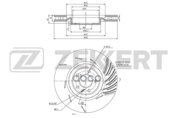 Диск Торм. Перед. Лев. Porsche Macan 14- Zekkert арт. bs-6507