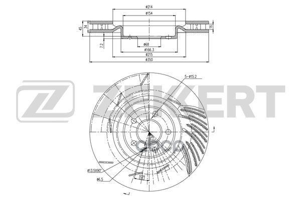 Диск Торм. Перед. Прав. Porsche Macan 14- Zekkert арт. bs-6508