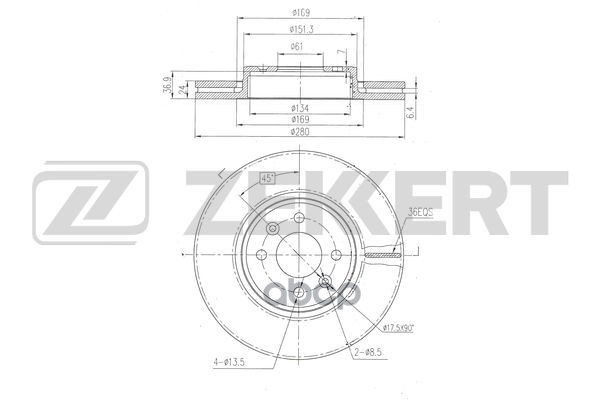 Диск торм. перед. Renault Clio II III 00-  Laguna 95-  Megane I  II 96-  Scenic I  II 99-  Captur 13 Zekkert арт. bs-6521