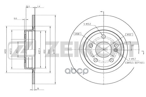 Диск тормозной задн. MB A-Class (176) 12-  B-Class (242  246) 12-  CLA (117) 13-  GLA-Class (156) 13 Zekkert арт. bs-6559