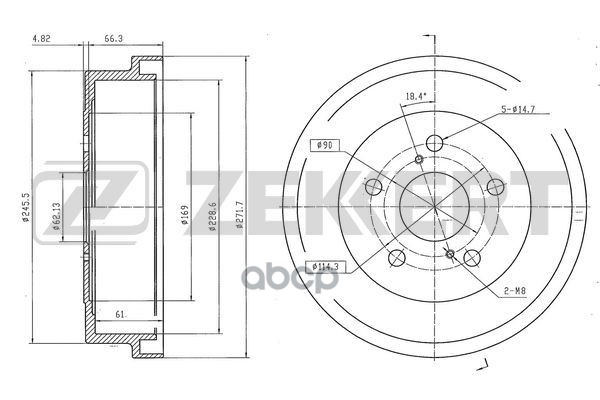 Барабан тормозной задн. Toyota Camry (V10) 91- Zekkert арт. bs-6578