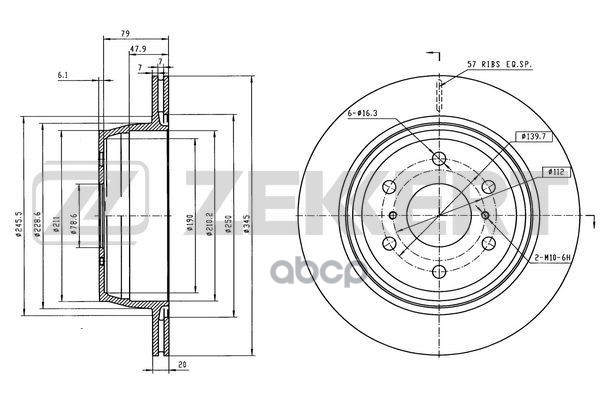 Диск тормозной задн. Cadillac Escalade 06-  Chevrolet Tahoe (GMT900) 07-  Suburban (GMT900) 07- Zekkert арт. bs-6580