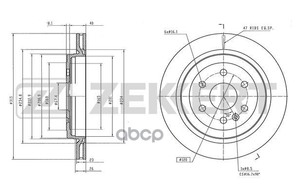 Диск тормозной задн. Cadillac SRX II 09- Zekkert арт. bs-6581