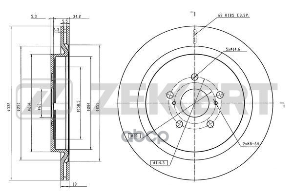 Диск тормозной задн. Lexus RX (_L2_) 15- Zekkert арт. bs-6582