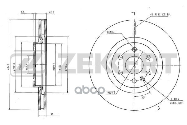 Диск тормозной перед. Cadillac SRX II 09- Zekkert арт. bs-6583