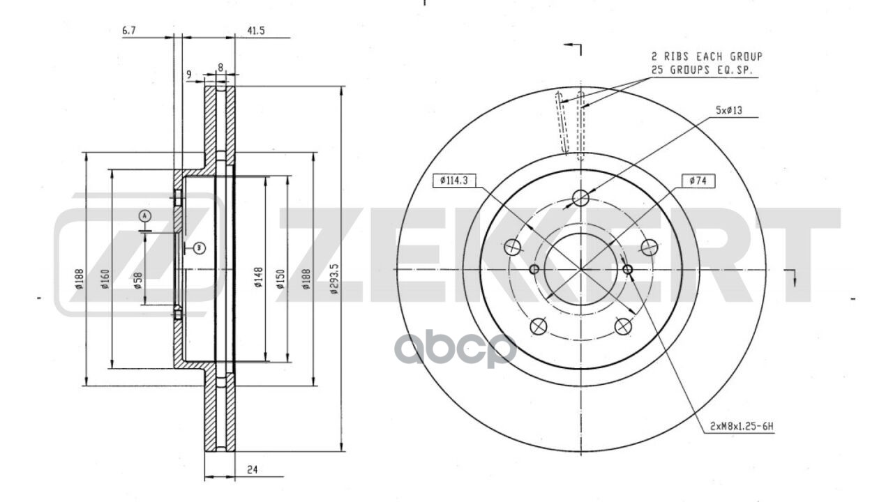 Диск торм. перед. Subaru Forester (SK_) 18- Zekkert арт. bs-6634