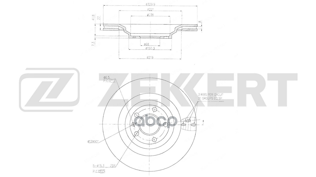 Диск тормозной задн. Audi A6 III 04- Zekkert арт. bs-6696