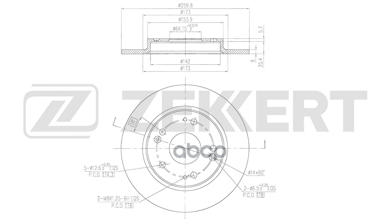 Диск тормозной задн. Honda CR-Z 10- Zekkert арт. bs-6811
