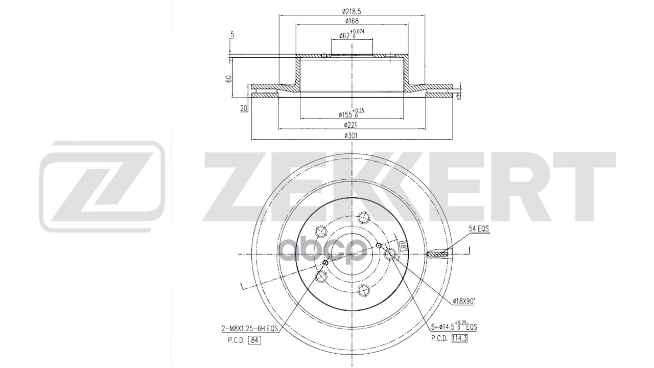 Диск Тормозной Задн. Toyota Alphard/Vellfire (H30) 15- Zekkert арт. bs-6814