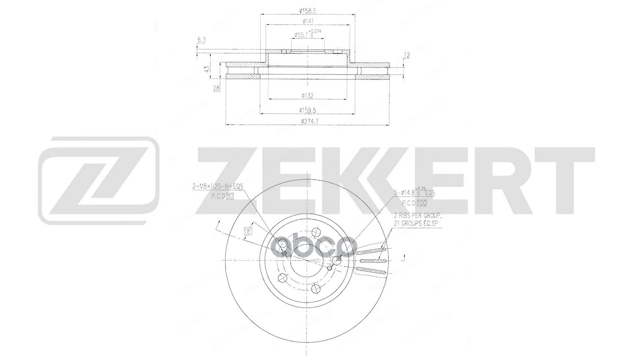 Диск Тормозной Перед. Toyota Avensis (T220) 97-  Celica (T200) 93-  Corona (T210) 96- Zekkert арт. bs-6815