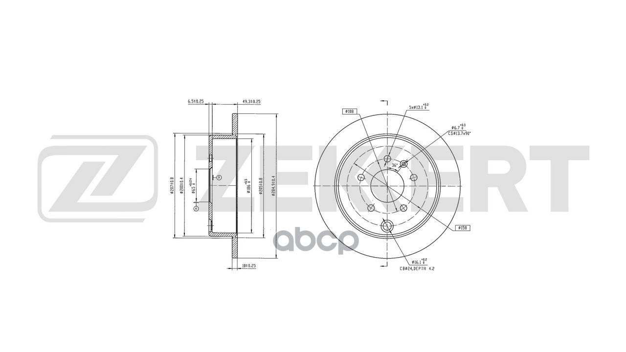 Диск тормозной задний Chery Indis 11- Zekkert арт. bs-6826