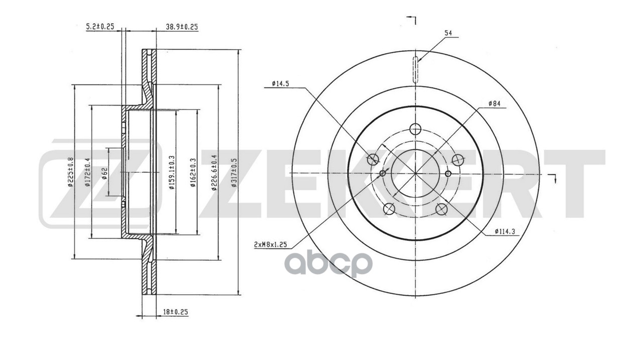 Диск тормозной задний Toyota Rav4 (A50 H50) 18-  Lexus UX (_AA1_ _AH1_ _MA1_) 20-  Suzuki Across (A5 Zekkert арт. bs-6845