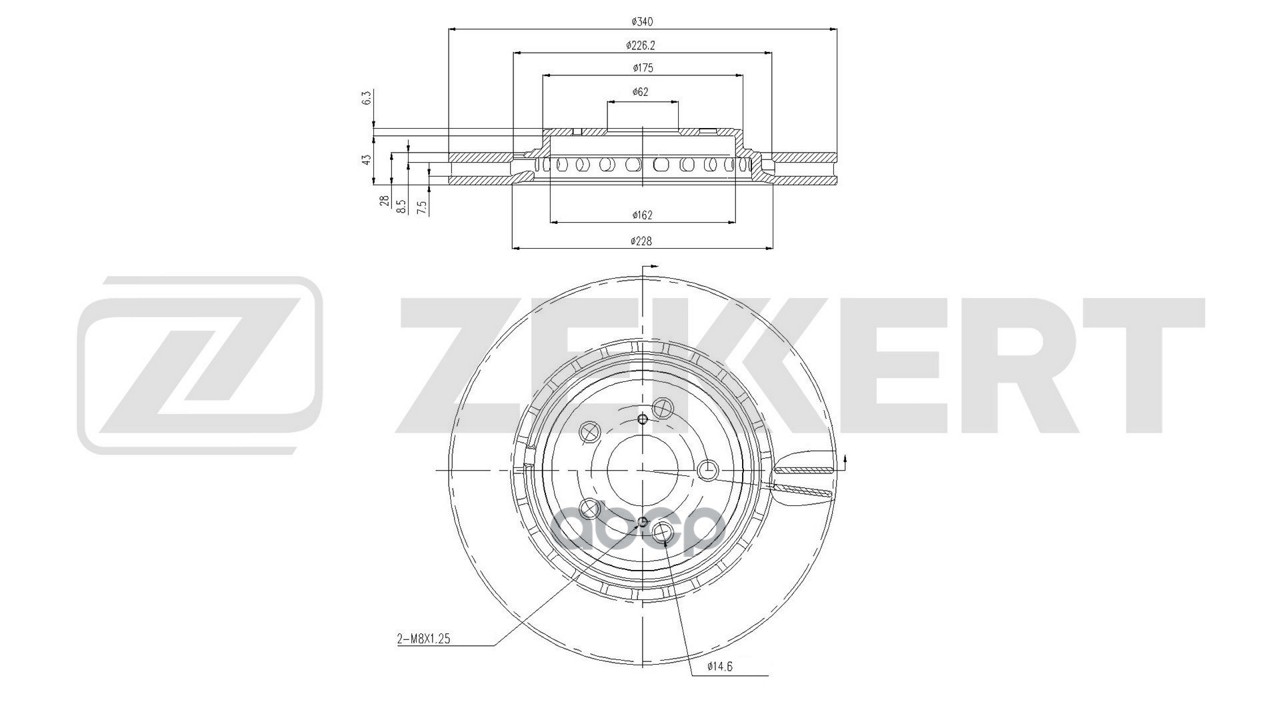 Диск тормозной передний Toyota Highlander (U70) 19- Zekkert арт. bs-6860