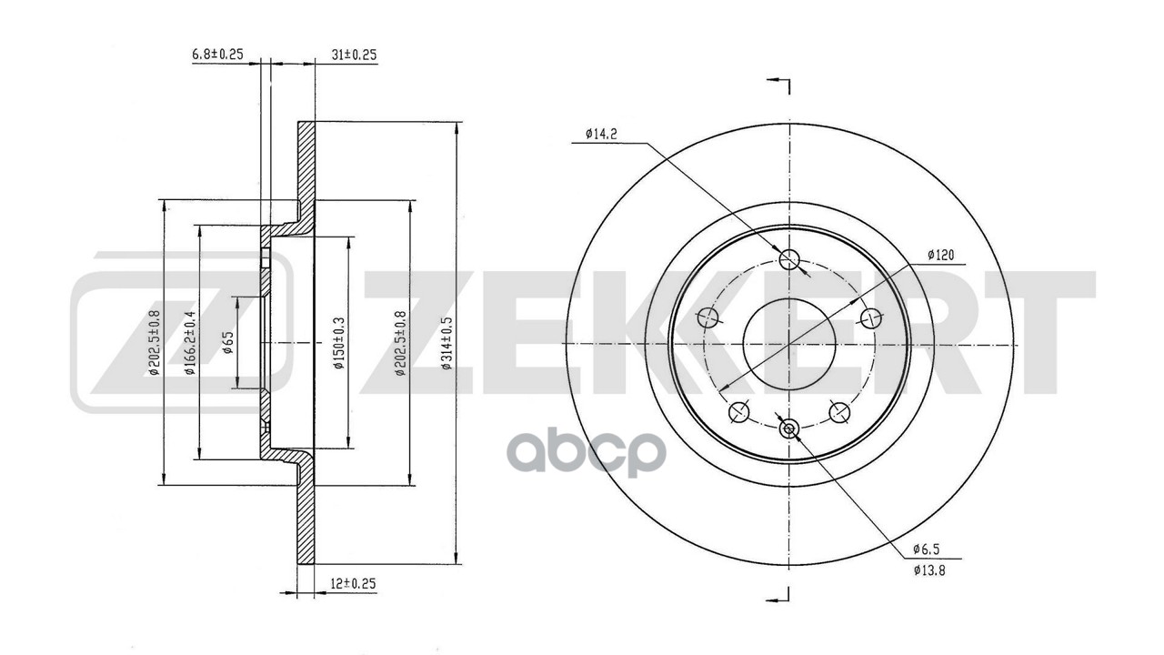 Диск тормозной задний GAC GS8 II 21- Zekkert арт. bs-6866