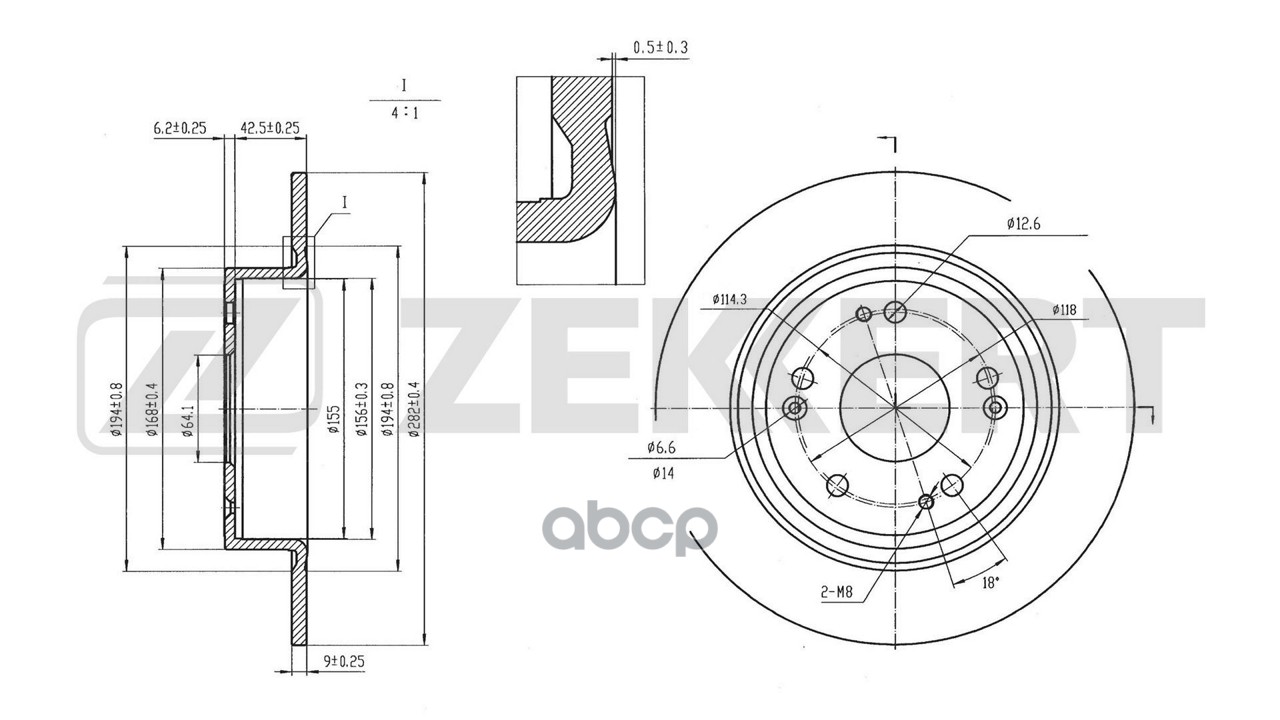 Диск тормозной задний Honda HR-V II 15- Zekkert арт. bs-6870