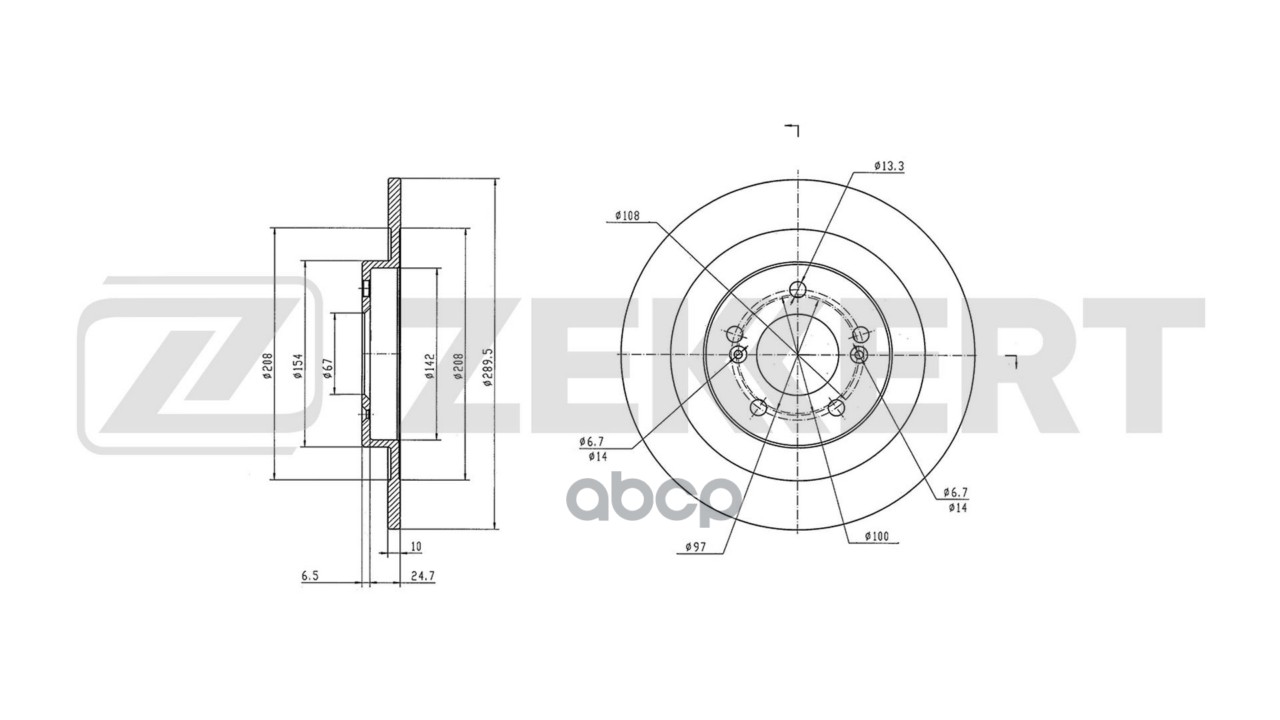 Диск тормозной задний Chery Arrizo 8 (M1E) 22- Zekkert арт. bs-7012