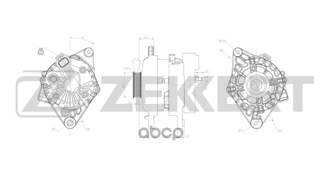 Генератор Kia Rio II 05-  Hyundai Accent II III 99- Zekkert арт. ge-1000