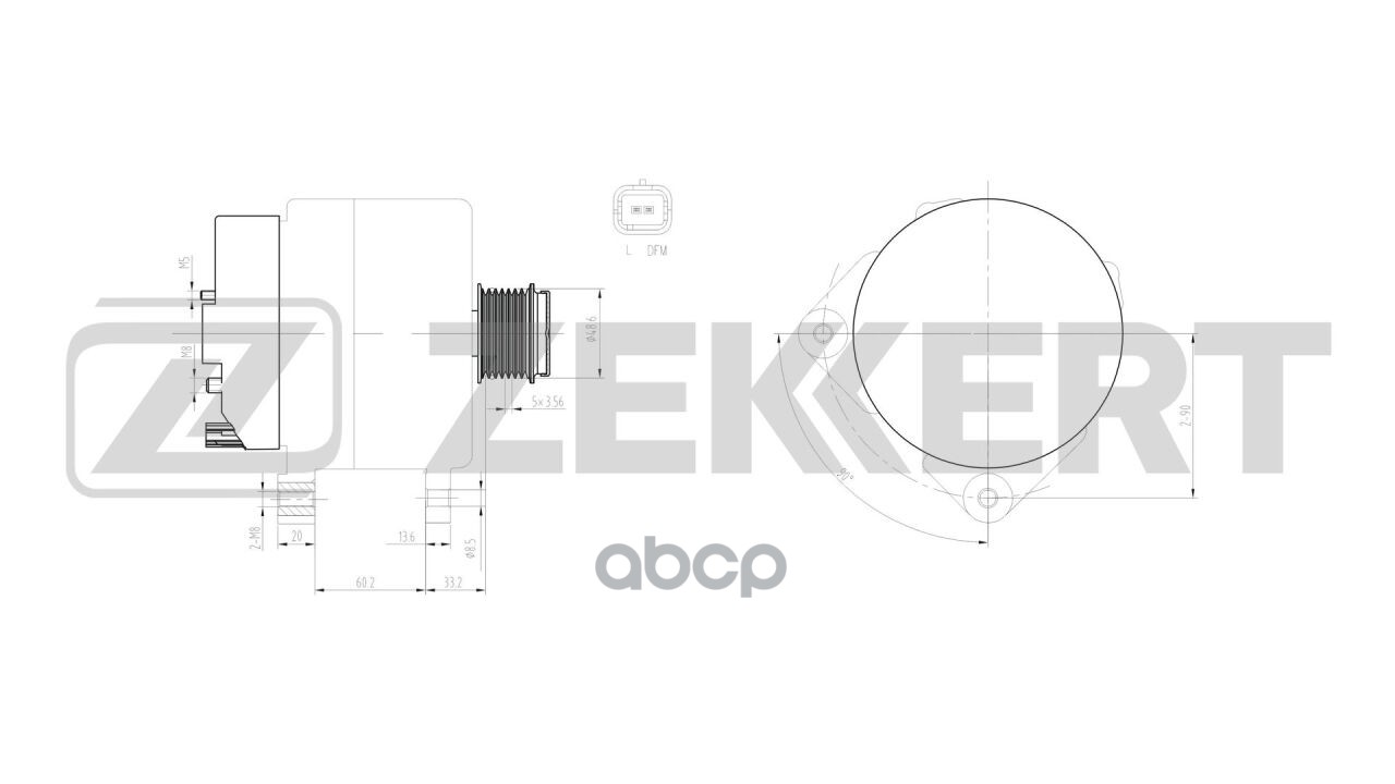 Генератор Nissan Primastar (X83) 06-  Renault Laguna II 05-  Trafic II 06-  Opel Vivaro A 06- Zekkert арт. ge-1003