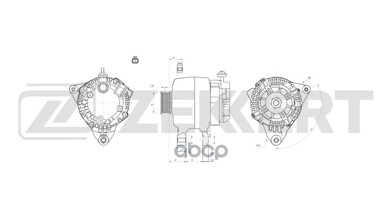 Генератор Hyundai Tucson 04-  Coupe II 01-  Trajet 04-  Kia Sportage II 04- Zekkert арт. ge-1024