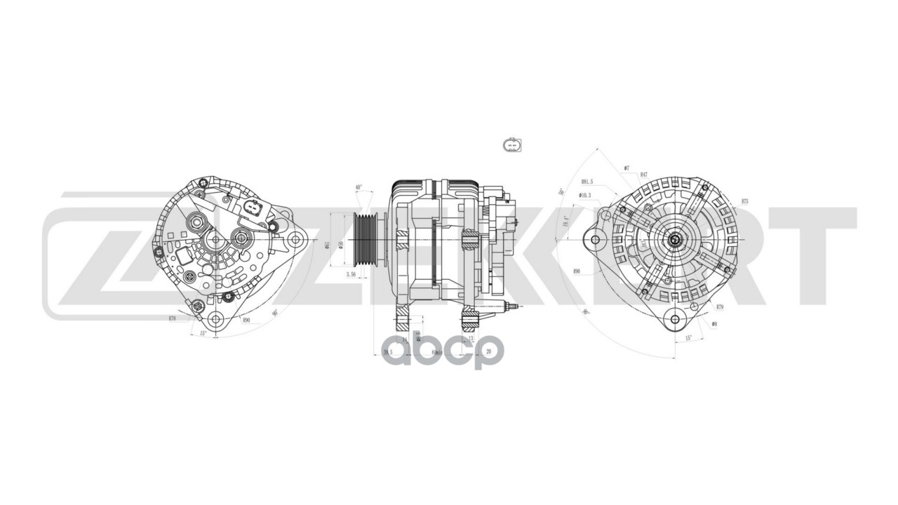 Генератор VW Golf IV 97-  Fox II 03-  Audi A3 96-  A2 00-  TT 99-  Skoda Octavia (1U2 1U5 1Z3 1Z5) 9 Zekkert арт. ge-1035
