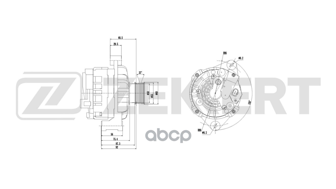 Генератор Lada Priora (2170_ 2171 2172) 07-  Kalina  (1117-1119) 04- Zekkert арт. ge-1052
