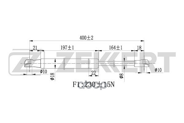 Пружина газовая капота Land Rover Discovery III  IV 04-  Range Rover Sport 05- Zekkert арт. gf-1007