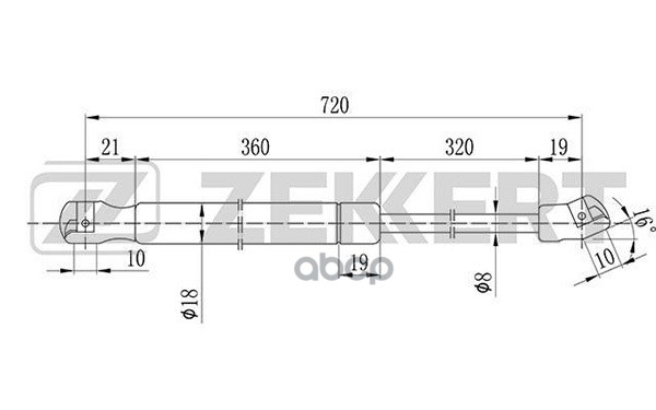 Пружина газовая капота Audi A6 III 04-  Audi A6 Allroad III 06- Zekkert арт. gf-1113