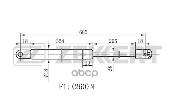 Пружина газовая капота Audi 100 III 82-  200 II 83- Zekkert арт. gf-1117