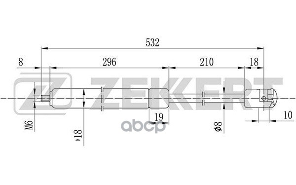 Пружина газовая капота лев. MB C-Class (203) 00-  CLK (209) 02- Zekkert арт. gf-1487