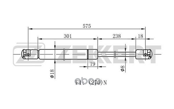 Пружина газовая капота Mini (R52) 04-  (R50 R53) 01- Zekkert арт. gf-1741
