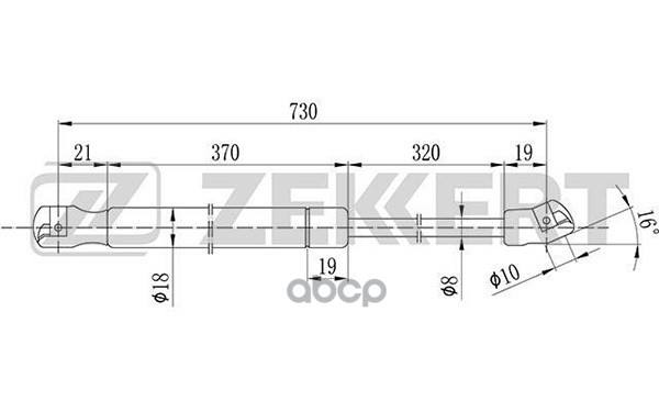 Пружина газовая капота VW Golf V 03-  Jetta III 05- Zekkert арт. gf-1832