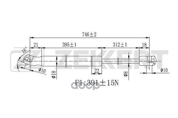 Пружина газовая капота Hyundai Grandeur 05- Zekkert арт. gf-2058