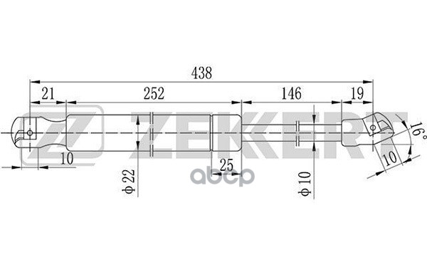 Пружина газовая капота Toyota LC 100 98- Zekkert арт. gf-2086