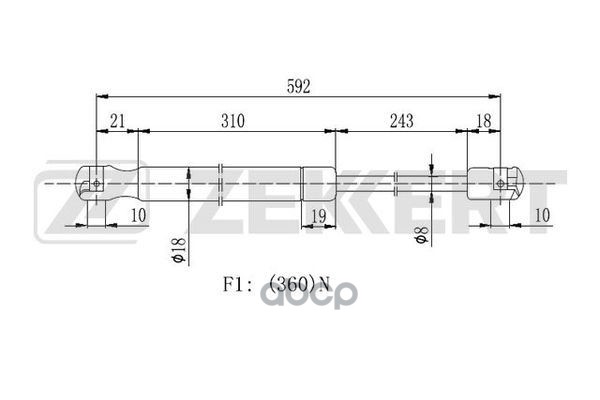 Пружина газовая капота Dacia Duster I II 10-  Renault Duster 11- Zekkert арт. gf-2104