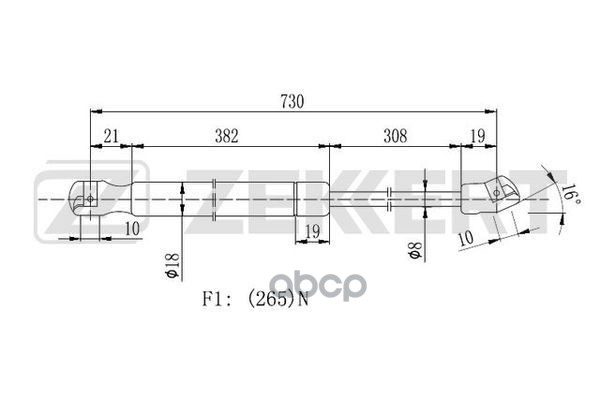 Пружина газовая капота VW Golf VI 08- Zekkert арт. gf-2107