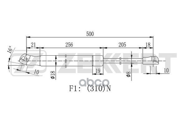Пружина газовая капота VW Polo IV 01- Zekkert арт. gf-2215