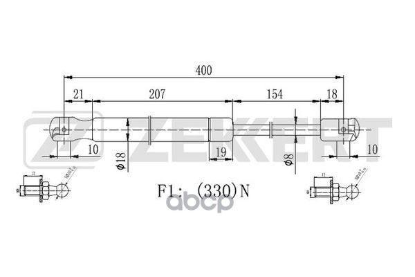 Пружина газовая капота Nissan Patrol (Y61) 97- Zekkert арт. gf-2277