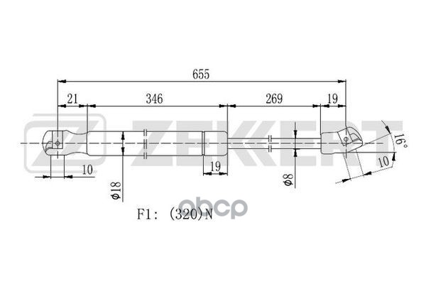 Пружина газовая капота VW Touareg II 10- Zekkert арт. gf-2404
