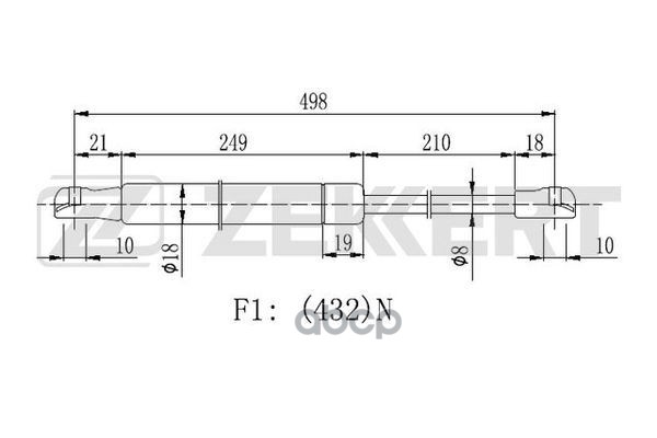 Пружина газовая капота Kia Magentis 01- Zekkert арт. gf-2433