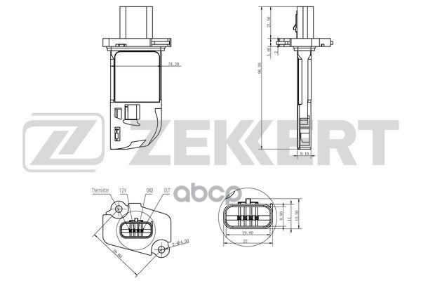 Датчик массового расхода воздуха Ford Mondeo IV 07-  Transit VII 11-  Volvo S60 II 10-  S80 II 10- Zekkert арт. se-1009