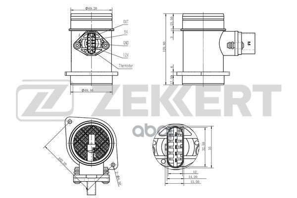 Датчик массового расхода воздуха Audi A4 96-  A6 II 97-  VW Caddy II 96-  Golf III 93-  Polo III 96- Zekkert арт. se-1024