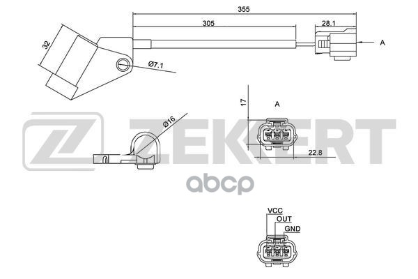 Датчик положения коленвала Mazda 323 VI 98- Zekkert арт. se-4016