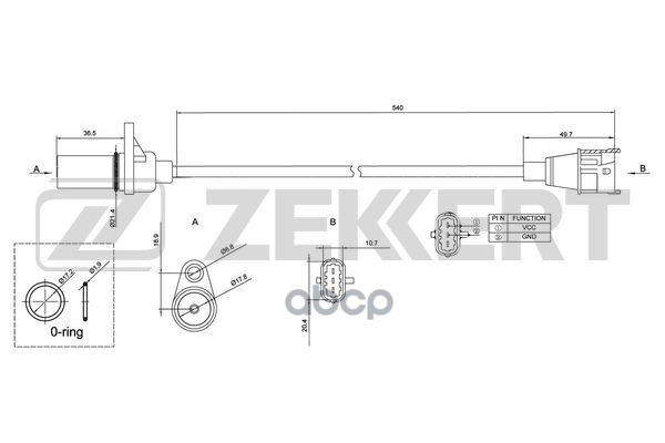 Датчик положения коленвала Hyundai Santa Fe II 06- Zekkert арт. se-4022