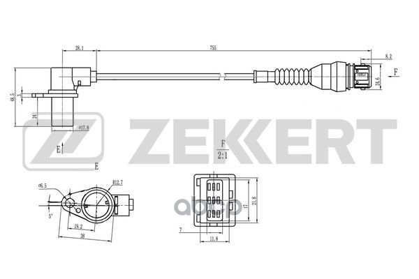 Датчик положения коленвала BMW 3 (E36) 91-  5 (E39) 95-  7 (E38) 95-  Z3 (E36) 96- Zekkert арт. se-4126