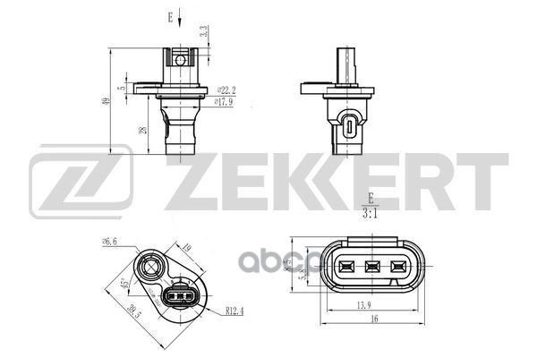 Датчик положения распредвала BMW 5 (E60 E61 F07-F11) 04-  3 (E90-E93  F30-F34  F80) 04-  X5 (E70  F1 Zekkert арт. se-5051
