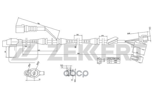 Датчик ABS передн. VW Passat V 96-  Audi A4 94- Zekkert арт. se-6004