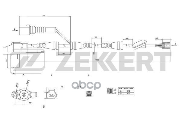 Датчик ABS передн. Audi A4 II  III 00-  Seat Exeo 08- Zekkert арт. se-6019