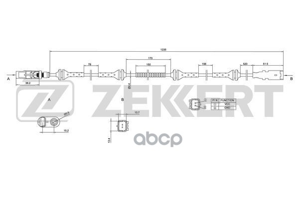Датчик ABS передн. Peugeot 508 10-  407 04-  Citroen C5 II  III 06-  C6 05- Zekkert арт. se-6037